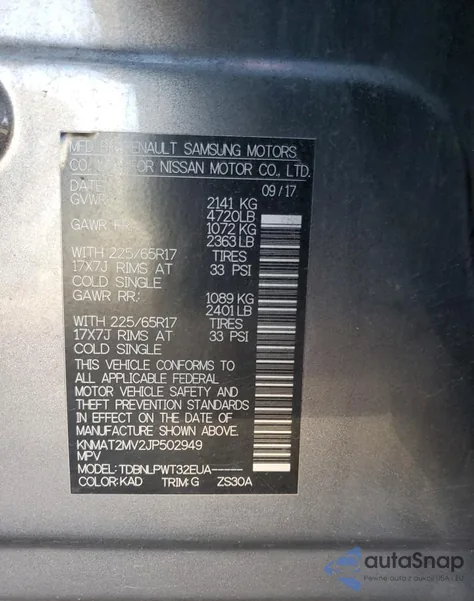 2018 Nissan Rogue S из США, поврежденный, VIN KNMAT2MV2JP502949